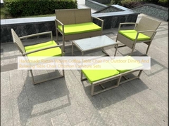 Chaise de table en rotin tissé à la main pour manger et se détendre à l'extérieur Chaise de table ensemble de meubles ottomans