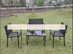 4 PCS Table et chaises de bistrot en rotin Chaises décontractées extérieures Table latérale Balcon