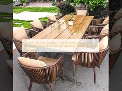 Vente chaude chinoise Meubles de café en extérieur Meubles de table de restaurant en aluminium Chaises en rotin Meubles de jardin de mariage ensemble en rotin