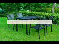 5 pièces extensible moderne noir fabricant chinois chaises en bois métallique patio jardin mobilier d'extérieur