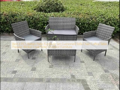 Meilleur ensemble de meubles de patio en rotin 4 PCS Chaise de canapé coussiné Table basse Populaire Meuble extérieur d'hôtel Wicker Look