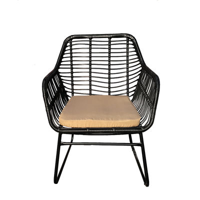 CE BSCI Black Steel Plating PE Rattan Outdoor Woven Coffee Table Chair Sofa