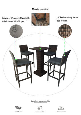 Classic outdoor bar balcony table and chair combination garden rain-proof rattan leisure bistro high table and bar stool