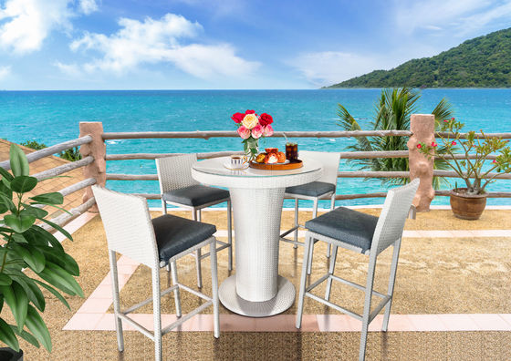 Hot Selling Outdoor Furniture Bar Set Durable Rattan Wicker Bar Stool And Chairs Poly Rattan Round Bar furniture Set