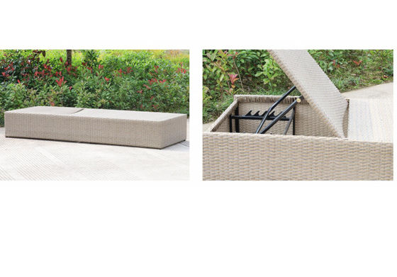 Rattan Beach Lounge Chair Sun Lounger Bed PE Rattan Garden Outdoor Swimming