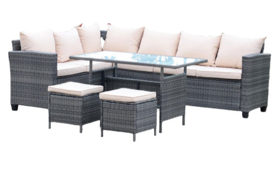 Luxury Hotel Outdoor Furniture Waterproof PE Indoor Wicker Dining Table And Chairs