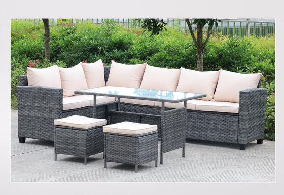 Luxury Hotel Outdoor Furniture Waterproof PE Indoor Wicker Dining Table And Chairs