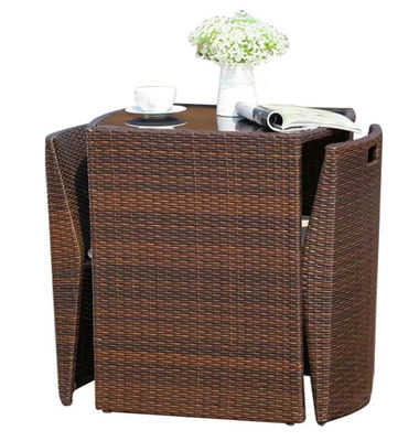 3Pcs Rattan Patio Dining Table And Chairs Leisure Patio Furniture Set Outdoor Garden