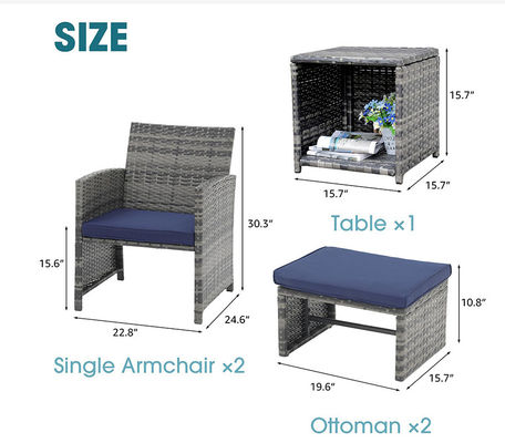 Luxury Rattan Garden Sofa Sets Furniture Wicker Outdoor Chairs Table Ottoman