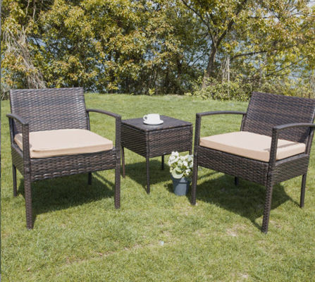 Patio Outdoor Dining Table Rattan Table Tempered Glass Tabletop Porch Conversation