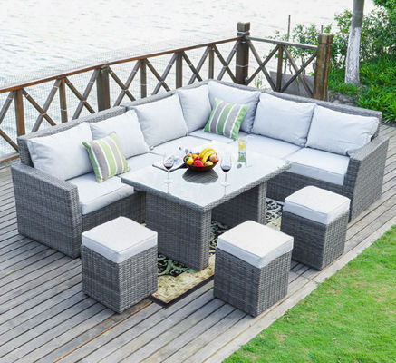 Pe 3 Piece Patio Wicker Rattan Sofa Set Outdoor Dining Table Chairs Furniture Set