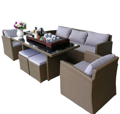 Pe 3 Piece Patio Wicker Rattan Sofa Set Outdoor Dining Table Chairs Furniture Set