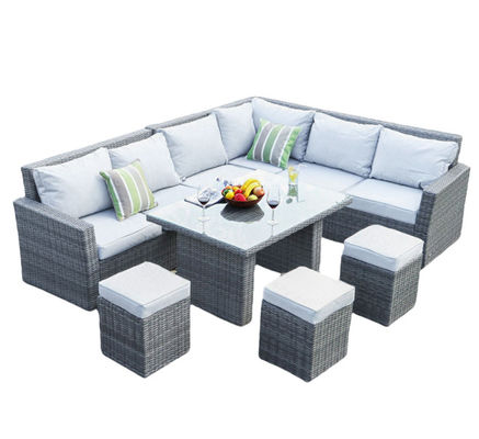 Pe 3 Piece Patio Wicker Rattan Sofa Set Outdoor Dining Table Chairs Furniture Set
