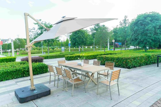 9 Pieces Plastic Wood Outdoor Restaurant Garden Tables  Chairs Outdoor Furniture Patio Dinning Table Patio Furniture