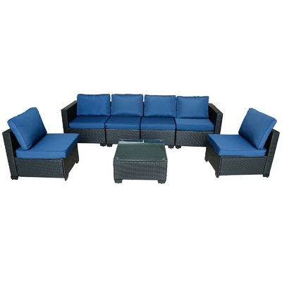 Outdoor Rattan Sofa Table Set with Steel Frame 120x60cm