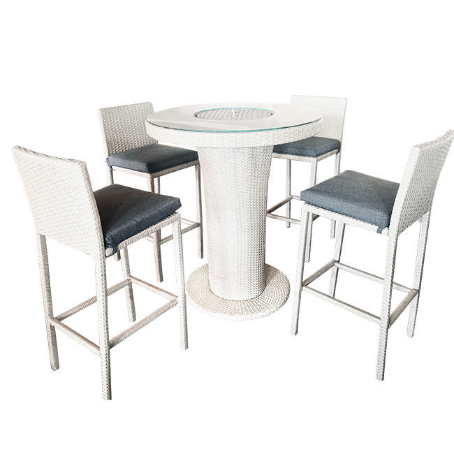 Hot Selling Outdoor Furniture Bar Set Durable Rattan Wicker Bar Stool And Chairs Poly Rattan Round Bar furniture Set