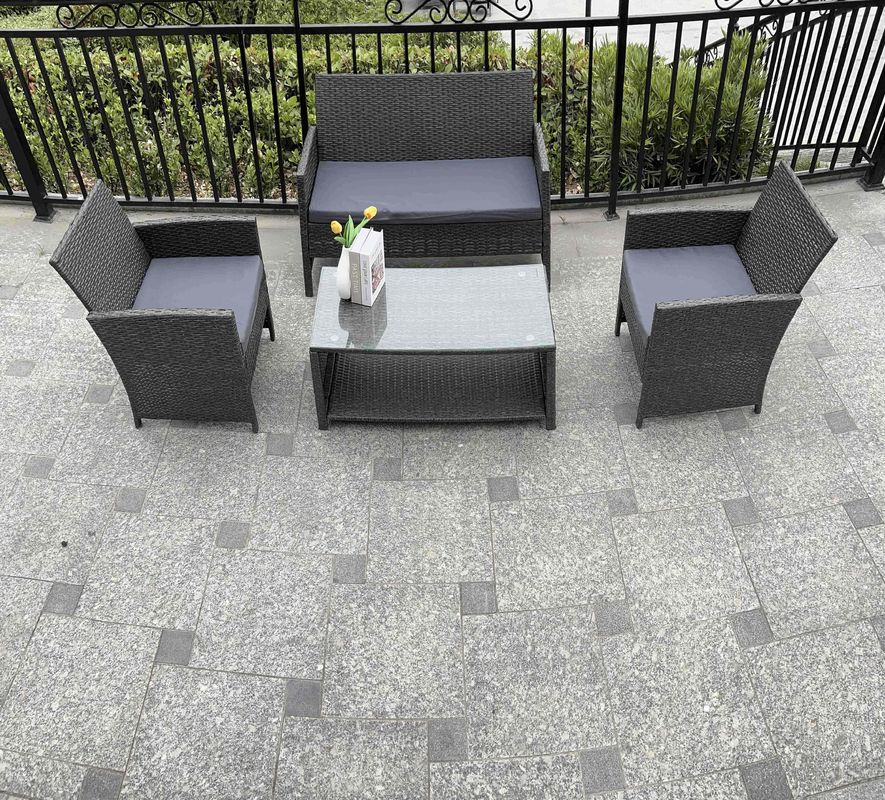 Weather-Resistance 4pcs Outdoor Rattan Sofa Set/ Wicker Garden Furniture Coffee Table and Rattan Chairs for Pool