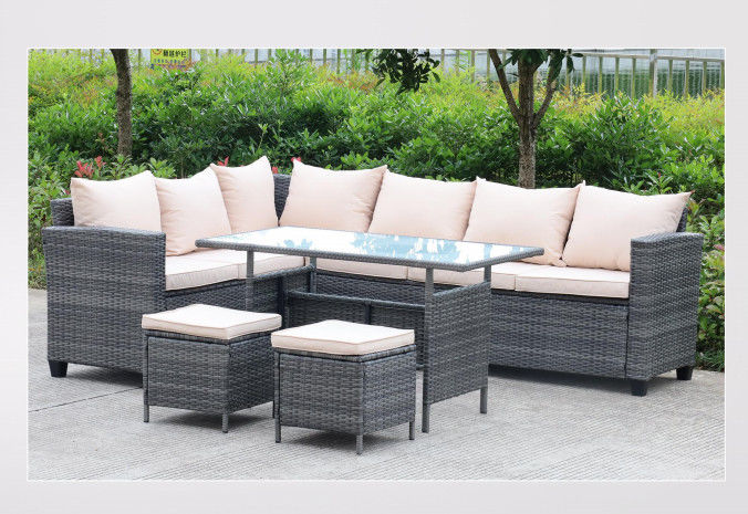 Luxury Hotel Outdoor Furniture Waterproof PE Indoor Wicker Dining Table And Chairs